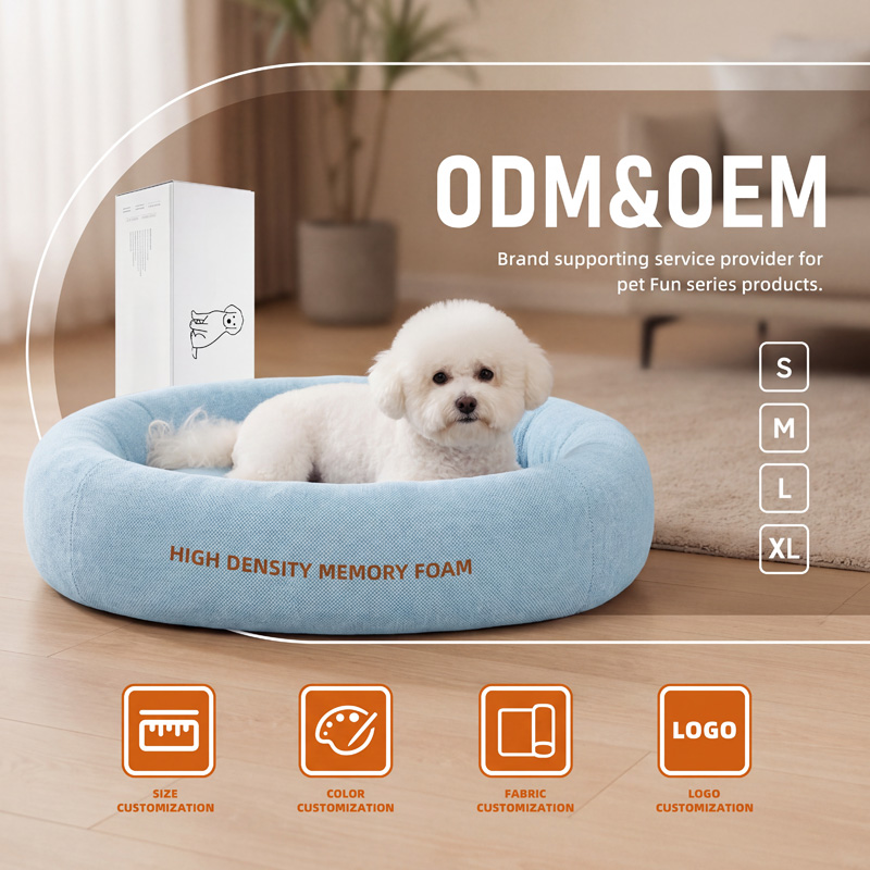 Cama ovalada de felpa teddy para perros con espuma viscoelástica