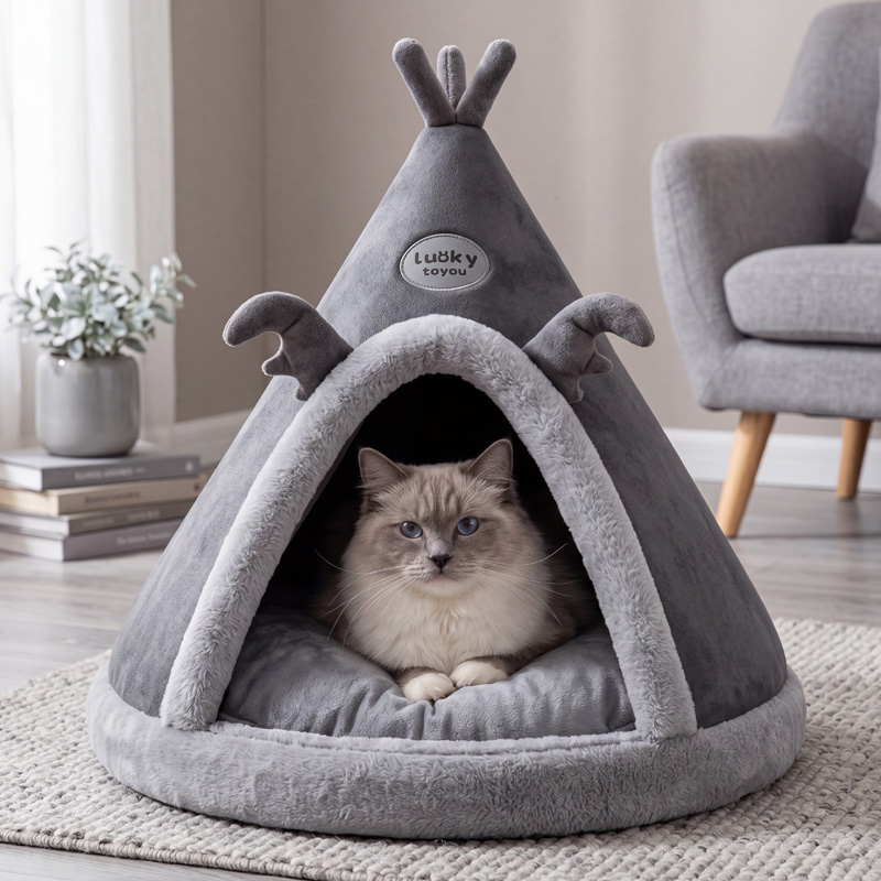 Casa cueva para mascotas con esponja moderna plegable en el interior