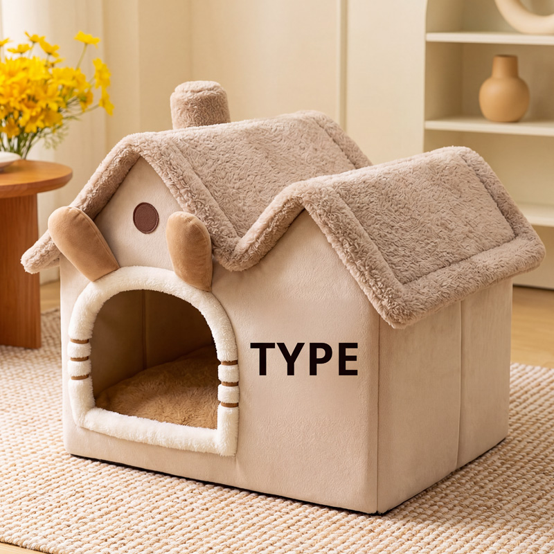 Casa para mascotas cálida cerrada de doble capa para todas las estaciones