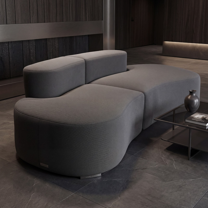 Sofá modular moderno de lujo con luz de terciopelo y osito de peluche azul oscuro