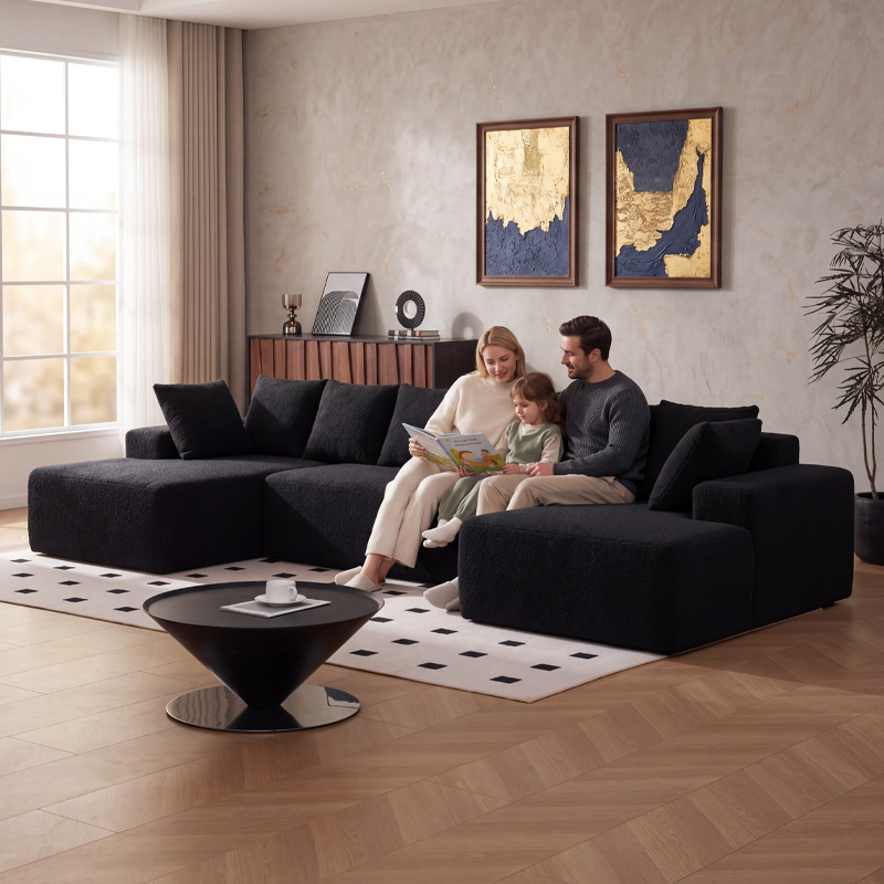 Sofá cama de compresión de lujo sin marco, con luz multifuncional, modular y en forma de U, similar a una nube