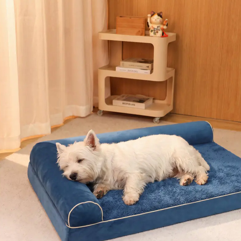 Sofá cama rectangular de espuma sólida para mascotas